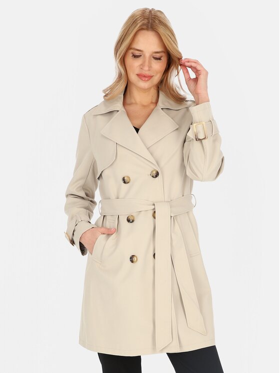 Perso Perso Płaszcz przejściowy BLE252682F Szary Regular Fit