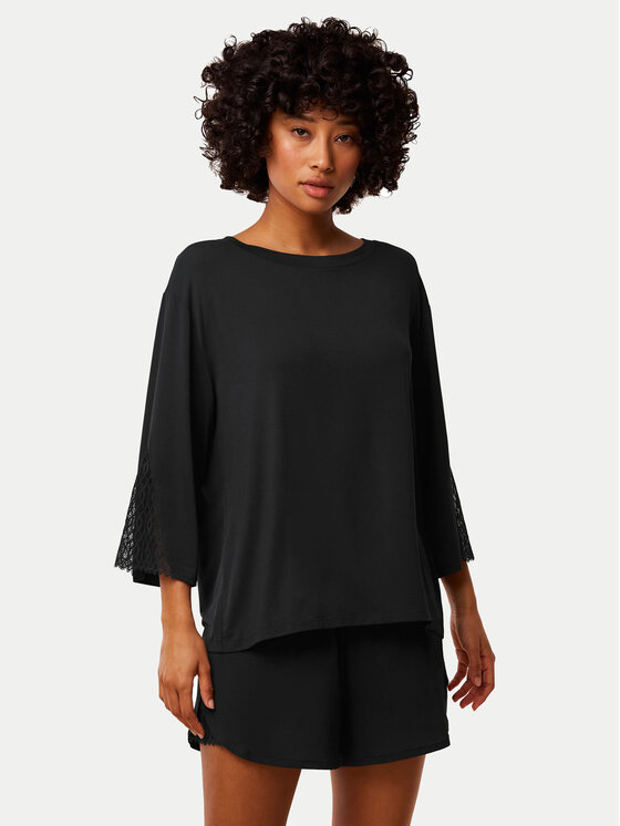 Triumph Triumph Pyjama-T-Shirt Aura Spotlight 10221371 Schwarz Relaxed Fit