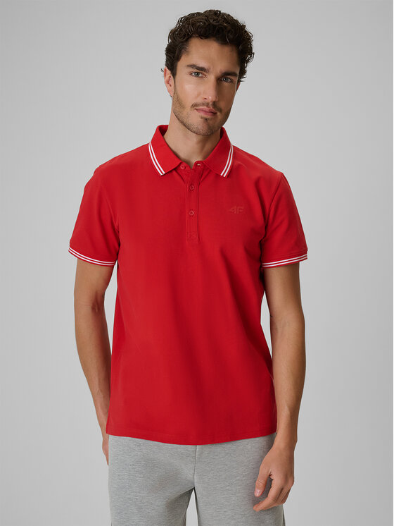 4F 4F Polo STREFA KIBICA Czerwony Regular Fit