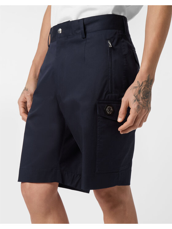 PHILIPP PLEIN PHILIPP PLEIN Szorty materiałowe 25451 Granatowy Regular Fit
