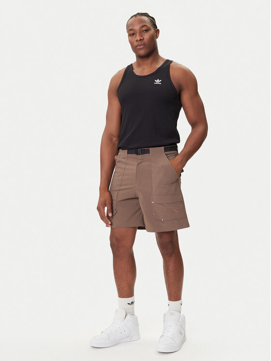 adidas adidas Kratke hlače iz tkanine Premium Essentials Utility Cargo JW1081 Rjava Loose Fit