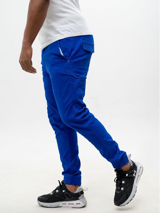 MyStars MyStars Spodnie materiałowe joggery Błękitne Klasyczne 6 kieszeni 40 Niebieski Regular Fit