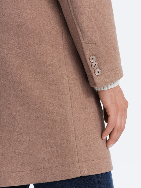 Ombre Ombre Płaszcz przejściowy OM-COWC-0104 Beżowy Regular Fit