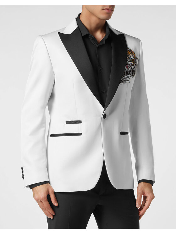 PHILIPP PLEIN PHILIPP PLEIN Marynarka 9679 Biały Fitted Fit