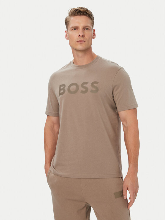 BOSS BOSS Majica Structure Logo 50566883 Bež Regular Fit