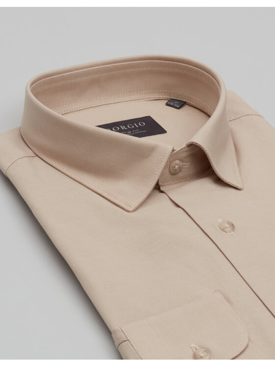 Borgio Borgio Koszula olivola_00665_bz Beżowy Slim Fit