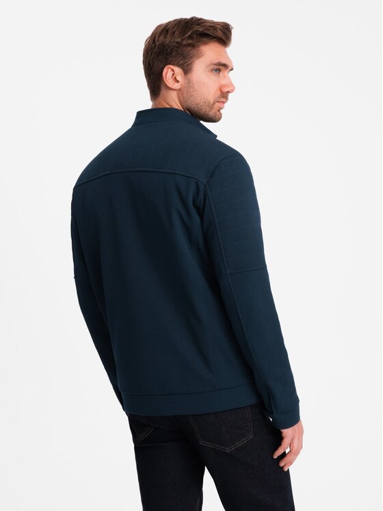 Ombre Ombre Kurtka bomber OM-JALP-0157 Granatowy Regular Fit