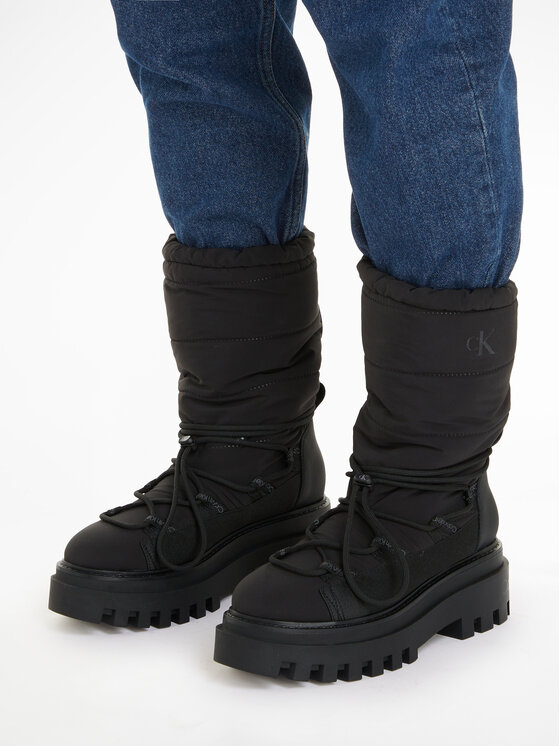 Calvin Klein Jeans Calvin Klein Jeans Μπότες Χιονιού Flatform Snow Boot Nylon Wn YW0YW01146 Μαύρο