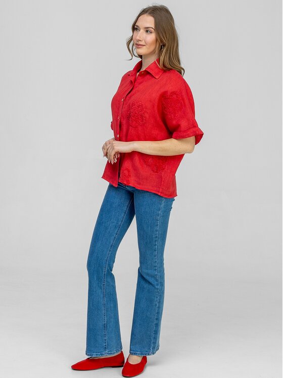 Perso Perso Bluzka CHCE265028F Czerwony Regular Fit