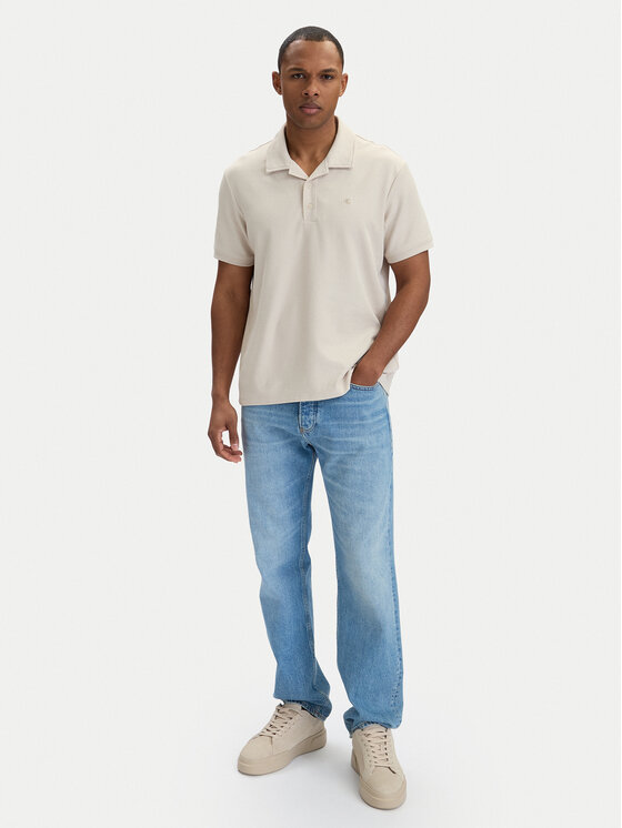 Calvin Klein Jeans Calvin Klein Jeans Тениска с яка и копчета LV04RF205G Кремав Regular Fit