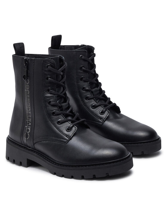 Calvin Klein Jeans Calvin Klein Jeans Čizme Combat Mid Laceup Zip Wn YW0YW01035 Crna