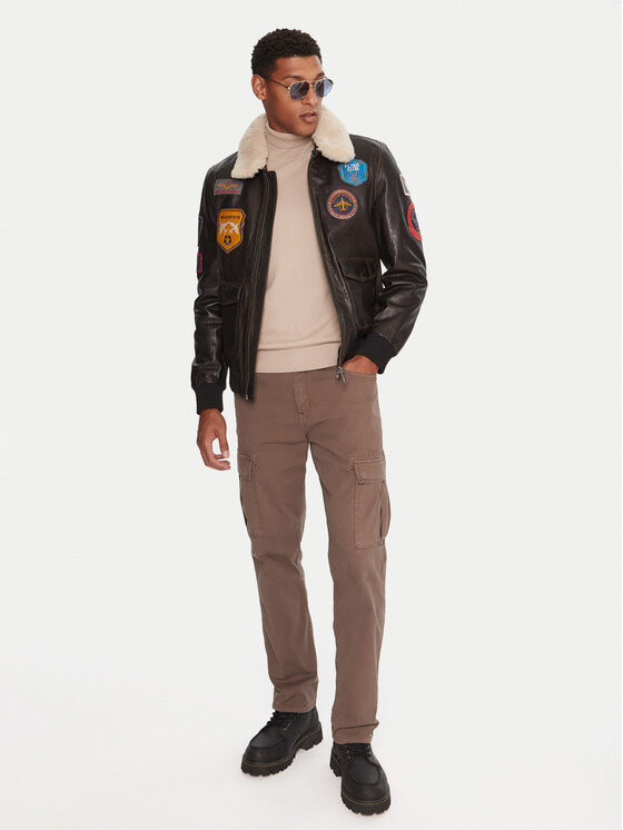 Milestone Milestone Шкіряна куртка MSMatti 531070 60400 Чорний Regular Fit