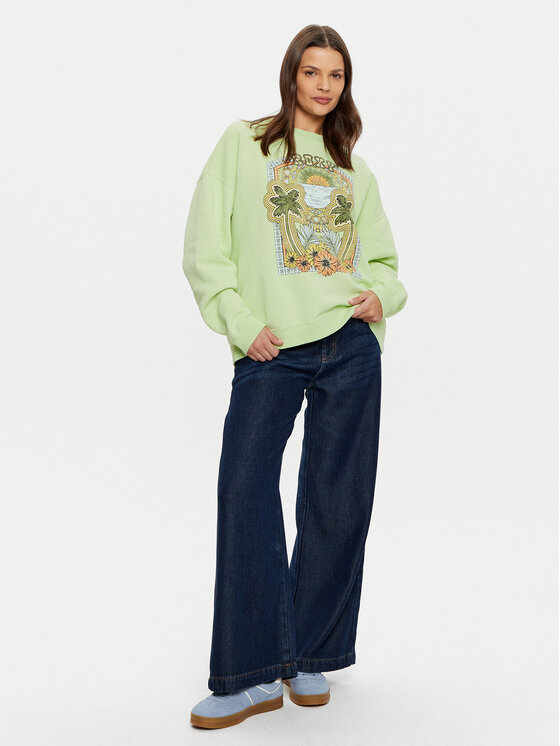 Roxy Roxy Bluza Lineup ERJFT04864 Zielony Relaxed Fit