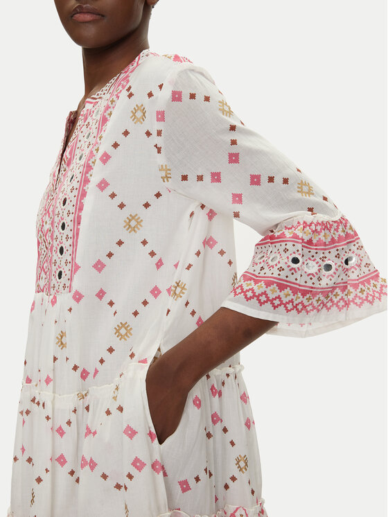 Iconique Iconique Літня сукня IC25-037 Білий Relaxed Fit