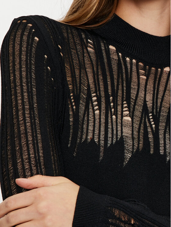 Sisley Sisley Трикотажна сукня 1MNPMV00S Чорний Slim Fit