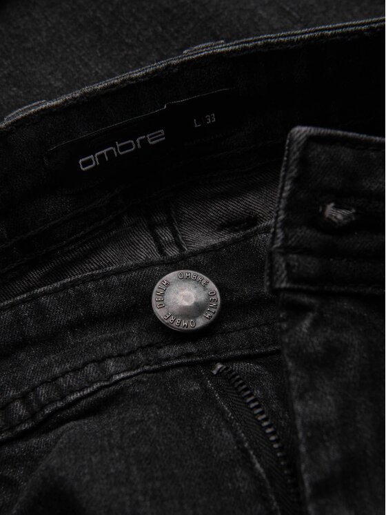 Ombre Ombre Szorty jeansowe OM-SRDS-0134 Czarny Regular Fit
