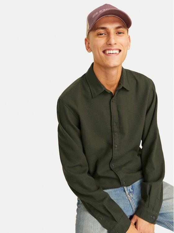 Jack&Jones Jack&Jones Marškiniai Joshua 12258429 Žalia Slim Fit