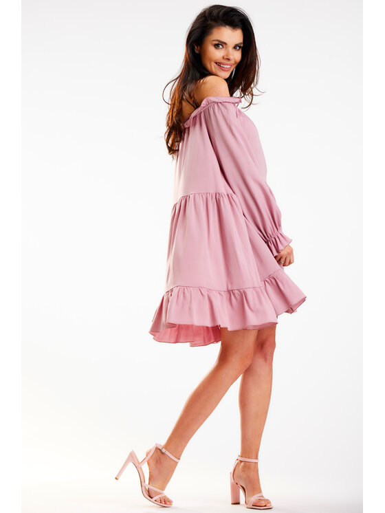 Awama Awama Sukienka letnia A578 Różowy Basic Fit