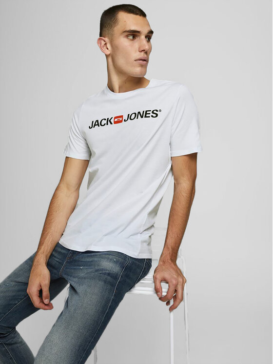 Jack&Jones Jack&Jones Majica Corp Logo 12137126 Bela Slim Fit