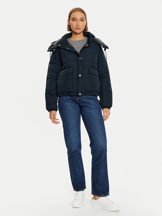 Lee Lee Pehelykabát 112355162 Fekete Relaxed Fit