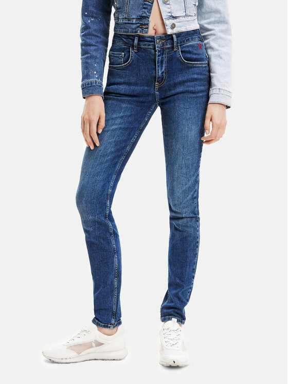 Desigual Jeans hlače 23SWDD21 Mornarsko modra Skinny Fit