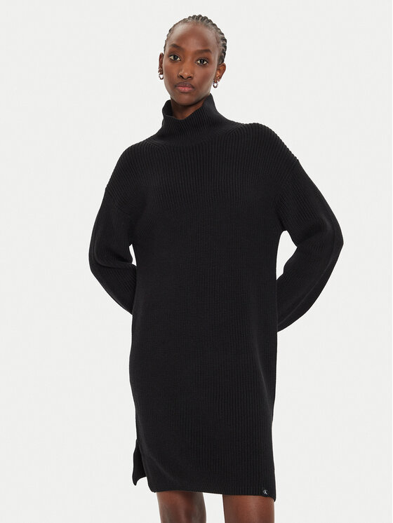 Calvin Klein Jeans Úpletové šaty Chunky J20J224662 Čierna Loose Fit