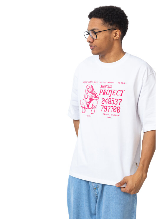 Mercur Mercur T-Shirt Hotline Biały Comfortable Fit