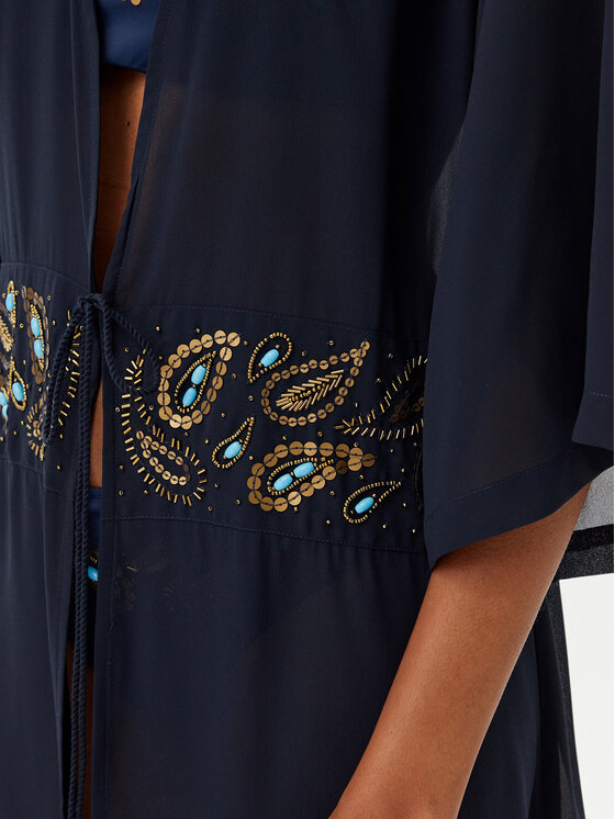 Selmark Selmark Kimono BN297 Granatowy Relaxed Fit