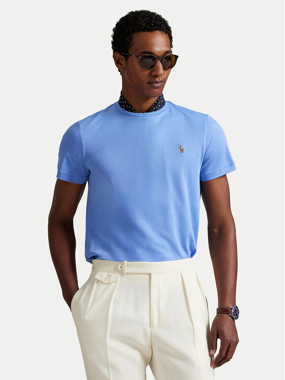 Polo Ralph Lauren Polo Ralph Lauren T-Shirt 710740727101 Niebieski Custom Slim Fit