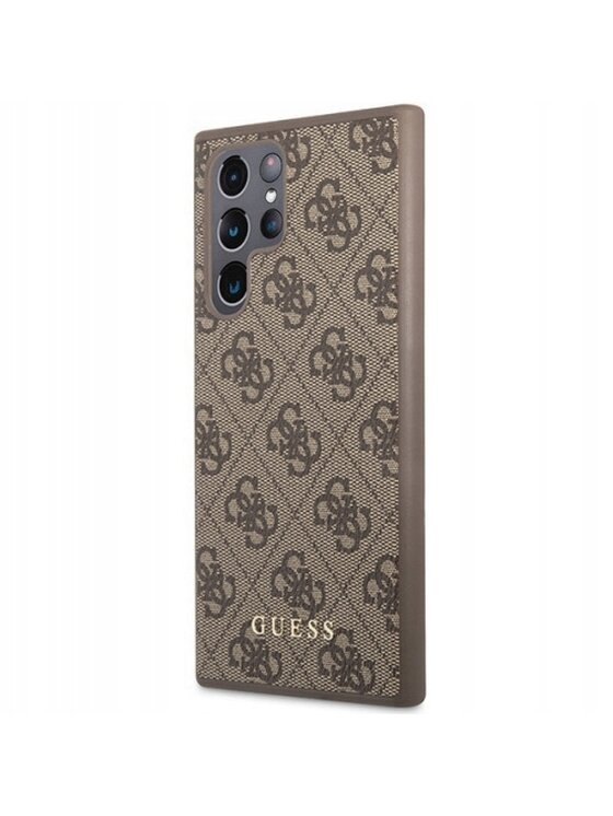 Guess Guess Etui na telefon 4G Metal Gold Logo Brązowy