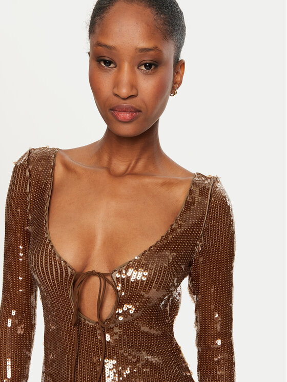 BARDOT BARDOT Cocktail obleka Verona 59513DB Rjava Regular Fit