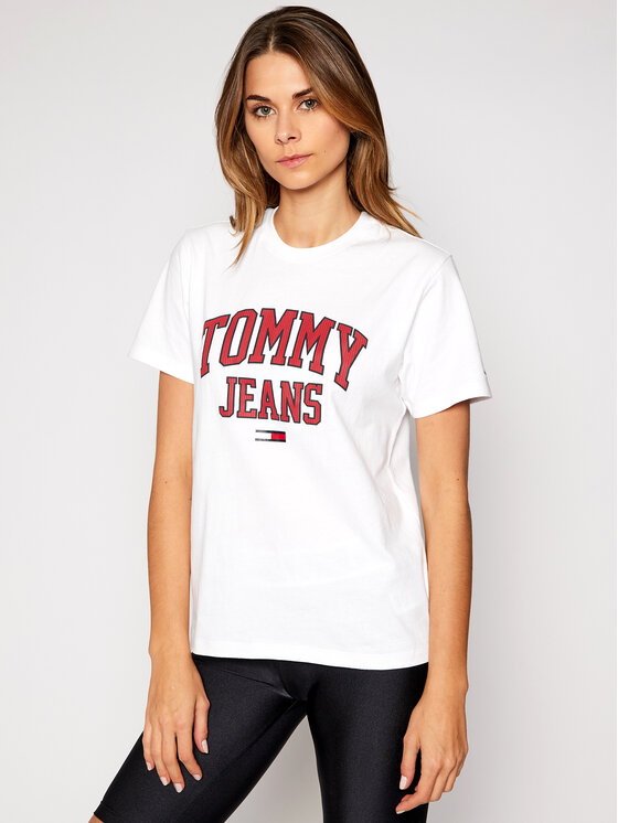 Tommy Jeans T-Shirt Collegiate Logo DW0DW09075 Bílá Boyfriend Fit •  Modivo.cz