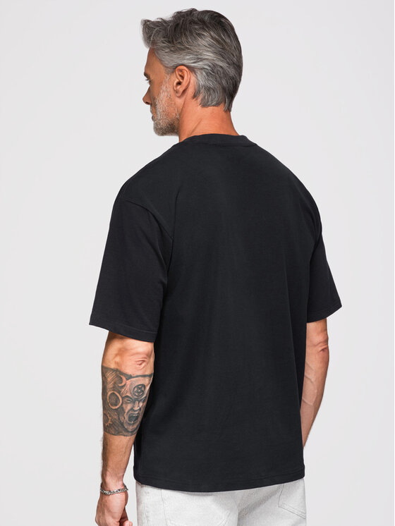Ombre Ombre T-Shirt OM-TSCT-0278 Czarny Loose Fit
