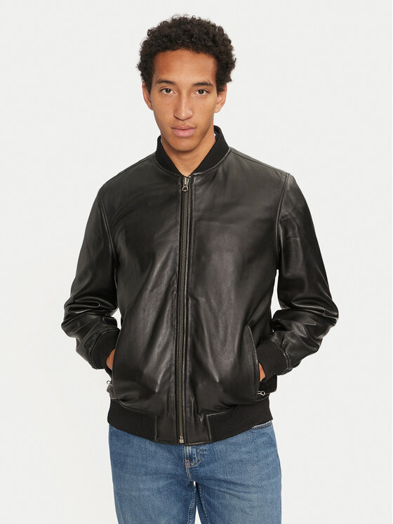 Pepe Jeans Giacca di pelle Torno PM402986 Nero Regular Fit, taglia : L
