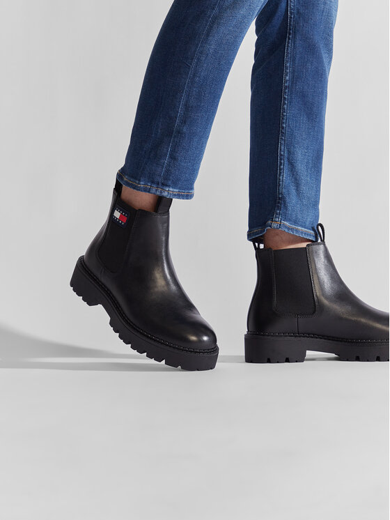 Tommy Jeans Tommy Jeans Sztyblety Heritage Branding Chelsea Boot EM0EM01058 Czarny