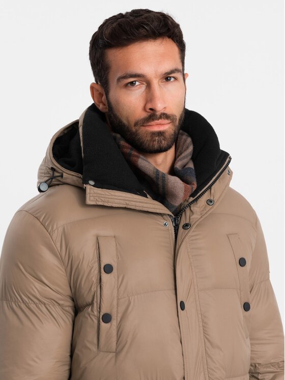 Ombre Ombre Kurtka zimowa OM-JALJ-0186 Brązowy Regular Fit