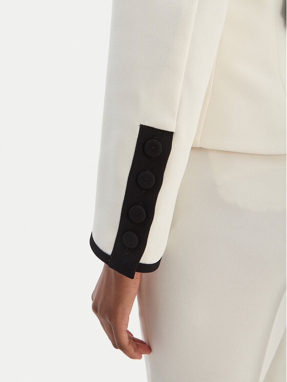 Marella Marella Halenka Scacco 2613111013 Écru Slim Fit