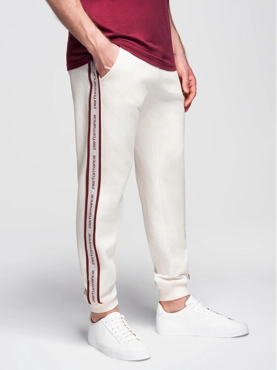 Ombre Ombre Spodnie dresowe OM-PASK-0284 Écru Regular Fit