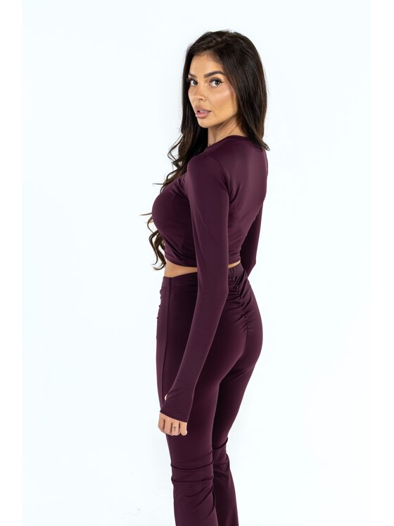 Agatha Studio Agatha Studio Komplet bluzka i spodnie A26ZS-KA-K56 Bordowy Slim Fit
