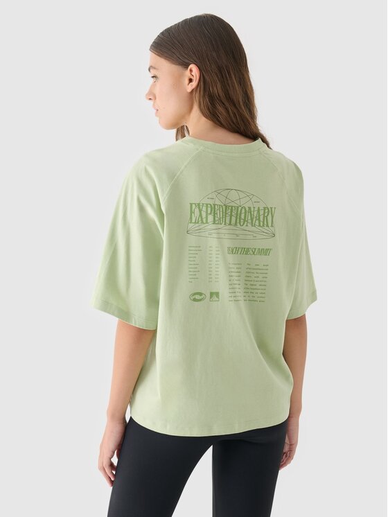 4F 4F T-Shirt 4FRAW24TTSHF2583-43S Zelená Oversize