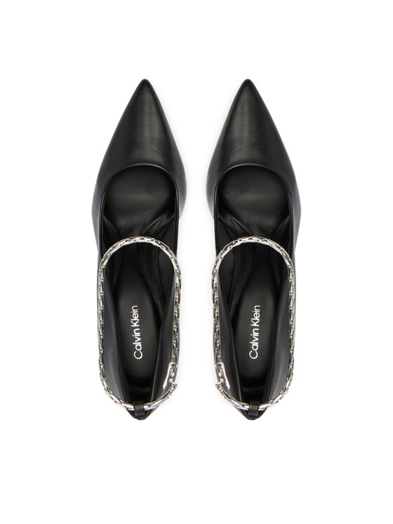 Calvin Klein Calvin Klein Pantofi cu toc subțire Ess Stiletto Hdw Chain Lth 90 HW0HW02718 Negru