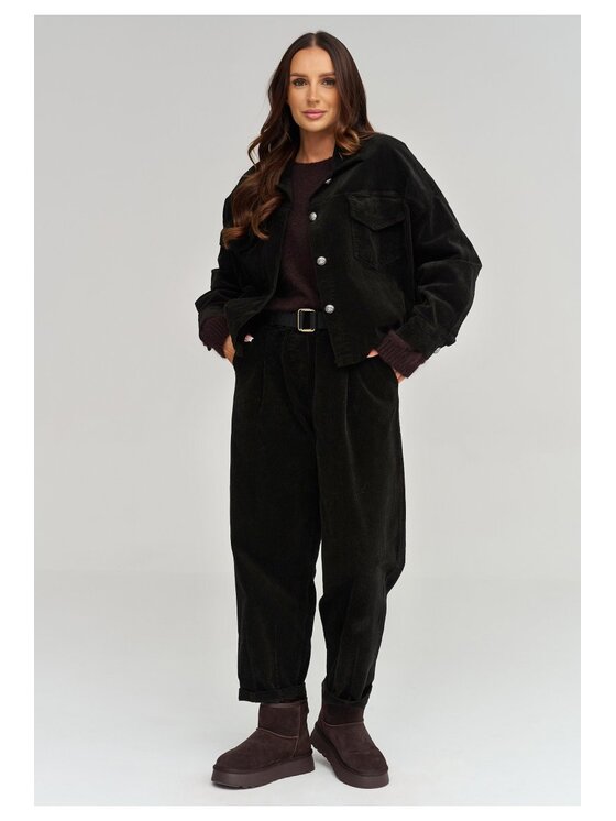 Makadamia Makadamia Kurtka przejściowa C96 Czarny Loose Fit