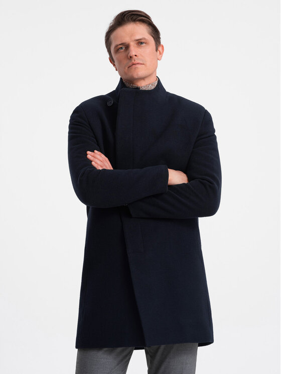 Ombre Ombre Kabát pro přechodné období OM-COWC-0102 Tmavomodrá Regular Fit