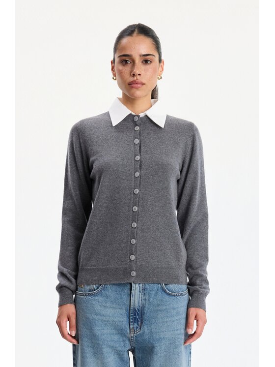 BENU BENU Kardigan Sweter Szary Regular Fit