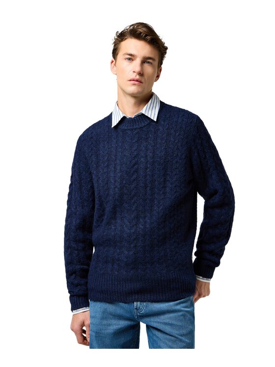 Wrangler Wrangler Sweter 112371654 Granatowy Regular Fit