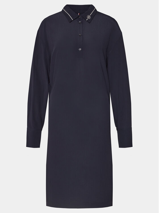 Tommy Hilfiger Tommy Hilfiger Ing ruha Smd Detail Fluid Knee Dress WW0WW41009 Sötétkék Regular Fit