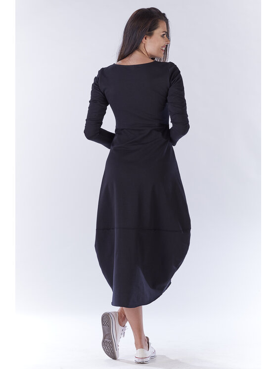 Awama Awama Úpletové šaty A191 Čierna Basic Fit