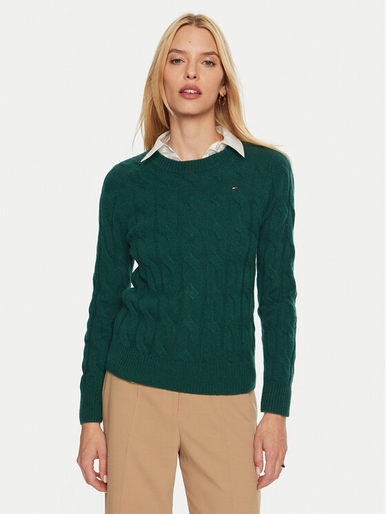 Tommy Hilfiger Pulover WW0WW43586 Verde Regular Fit