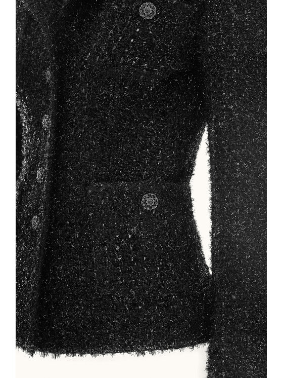Epuzer Epuzer Marynarka Tweed blazer Czarny Standard Fit