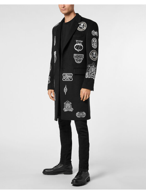 PHILIPP PLEIN PHILIPP PLEIN Płaszcz zimowy 24775 Czarny Regular Fit
